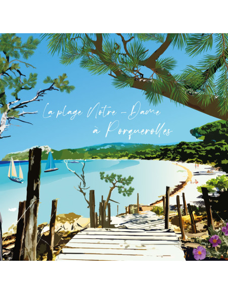 Grande carte postale plage Notre-Dame à Porquerolles